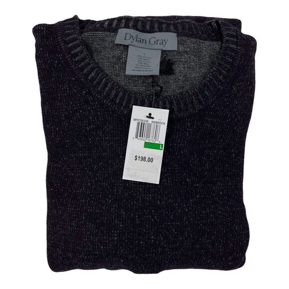 New Dylan Gray Classic Men Purple Grey Crew Neck Sweatshirt Cashmere US L - Picture 4 of 9